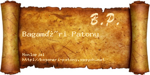 Bagaméri Patony névjegykártya